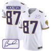 Men’s Vikings Bud Grant Patch Classic Limited Jersey V4 – All Stitched – White – T.J. Hockenson