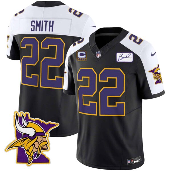 Men’s Vikings Bud Grant Patch Classic Limited Jersey V5 – All Stitched – Black Alternate – Harrison Smith