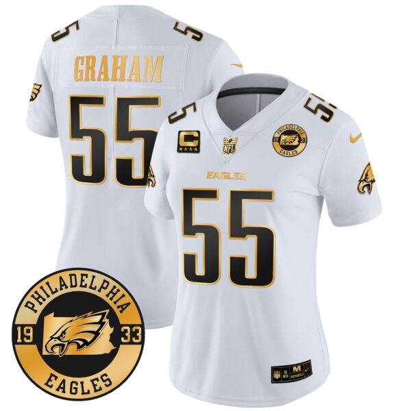 WoEagles 2024 Gold Vapor Limited Jersey – Est. 1933 Patch – All Stitched – White Gold – Brandon Graham Jersey