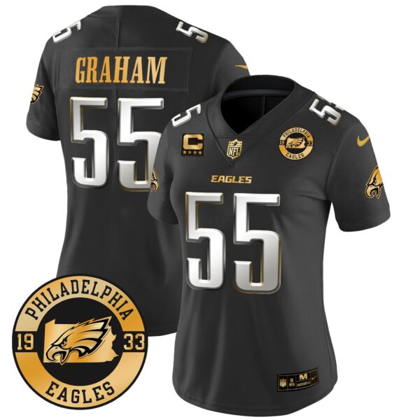 WoEagles 2024 Gold Vapor Limited Jersey – Est. 1933 Patch – All Stitched – Black Limited – Brandon Graham Jersey