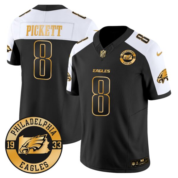 Eagles 2024 Gold Vapor Limited Jersey – Est. 1933 Patch – All Stitched – Alternate – Kenny Pickett Jersey