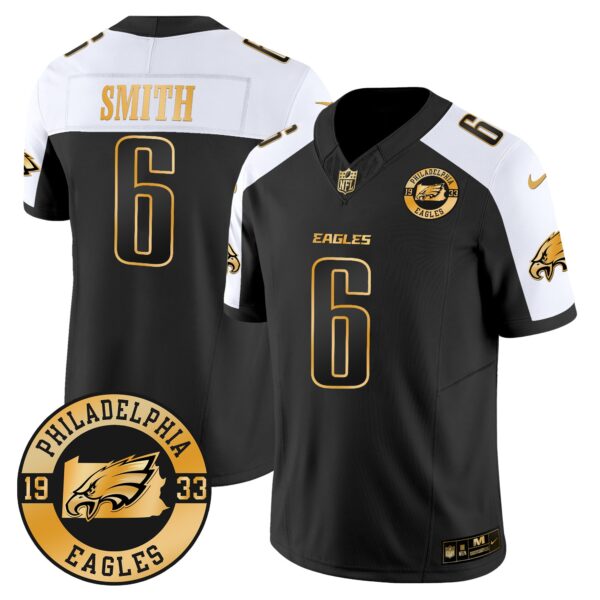 Eagles 2024 Gold Vapor Limited Jersey – Est. 1933 Patch – All Stitched – Alternate – DeVonta Smith Jersey