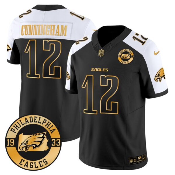 Eagles 2024 Gold Vapor Limited Jersey – Est. 1933 Patch – All Stitched – Alternate – Randall Cunningham Jersey