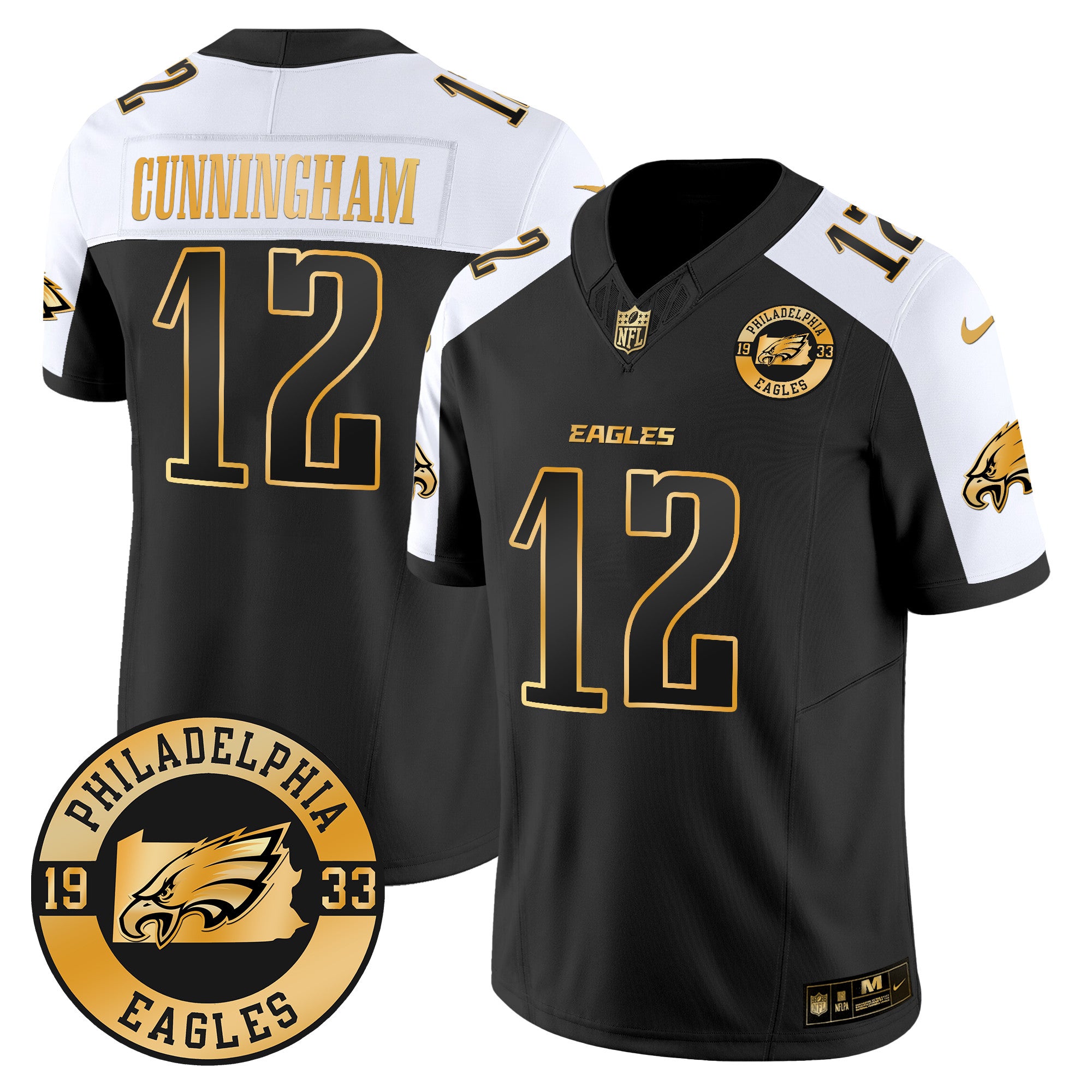 Eagles 2024 Gold Vapor Limited Jersey – Est. 1933 Patch – All Stitched – Alternate – Randall Cunningham Jersey