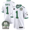 Eagles Jerome Brown Patch Kelly Green Alternate Game Jersey – All Stitched – Kelly White – Jalen Hurts Jersey