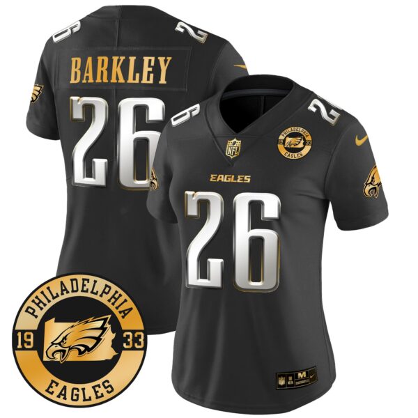 WoEagles 2024 Gold Vapor Limited Jersey – Est. 1933 Patch – All Stitched – Black Limited – Saquon Barkley Jersey