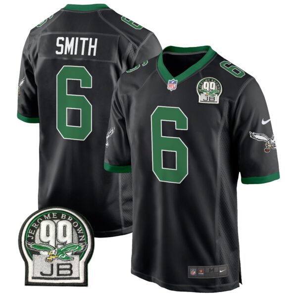 Eagles Jerome Brown Patch Kelly Green Alternate Game Jersey – All Stitched – Black – DeVonta Smith Jersey
