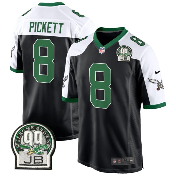 Eagles Jerome Brown Patch Kelly Green Alternate Game Jersey – All Stitched – Black Alternate – Kenny Pickett Jersey