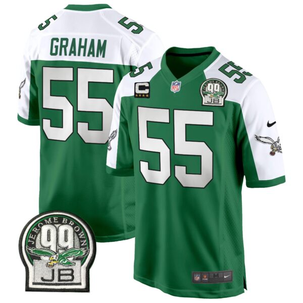 Eagles Jerome Brown Patch Kelly Green Alternate Game Jersey – All Stitched – Kelly Alternate – Brandon Graham Jersey