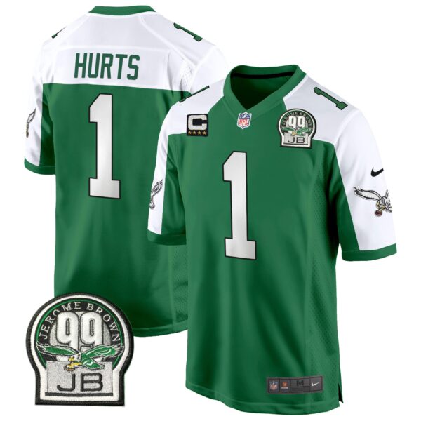 Eagles Jerome Brown Patch Kelly Green Alternate Game Jersey – All Stitched – Kelly Alternate – Jalen Hurts Jersey