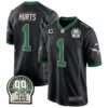 Eagles Jerome Brown Patch Kelly Green Alternate Game Jersey – All Stitched – Black – Jalen Hurts Jersey