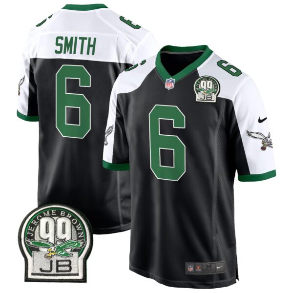 Eagles Jerome Brown Patch Kelly Green Alternate Game Jersey – All Stitched – Black Alternate – DeVonta Smith Jersey