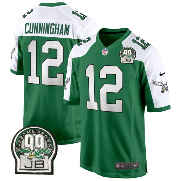 Eagles Jerome Brown Patch Kelly Green Alternate Game Jersey – All Stitched – Kelly Alternate – Randall Cunningham Jersey