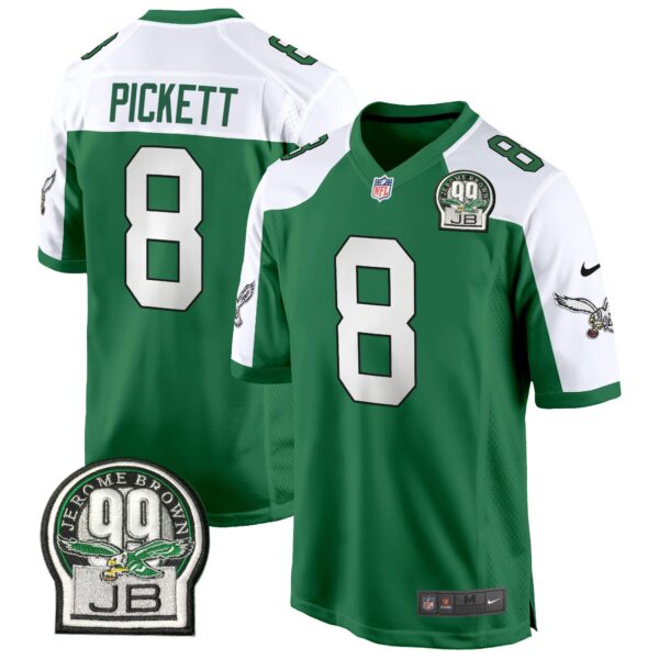 Eagles Jerome Brown Patch Kelly Green Alternate Game Jersey – All Stitched – Kelly Alternate – Kenny Pickett Jersey