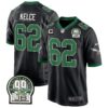 Eagles Jerome Brown Patch Kelly Green Alternate Game Jersey – All Stitched – Black – Jason Kelce Jersey