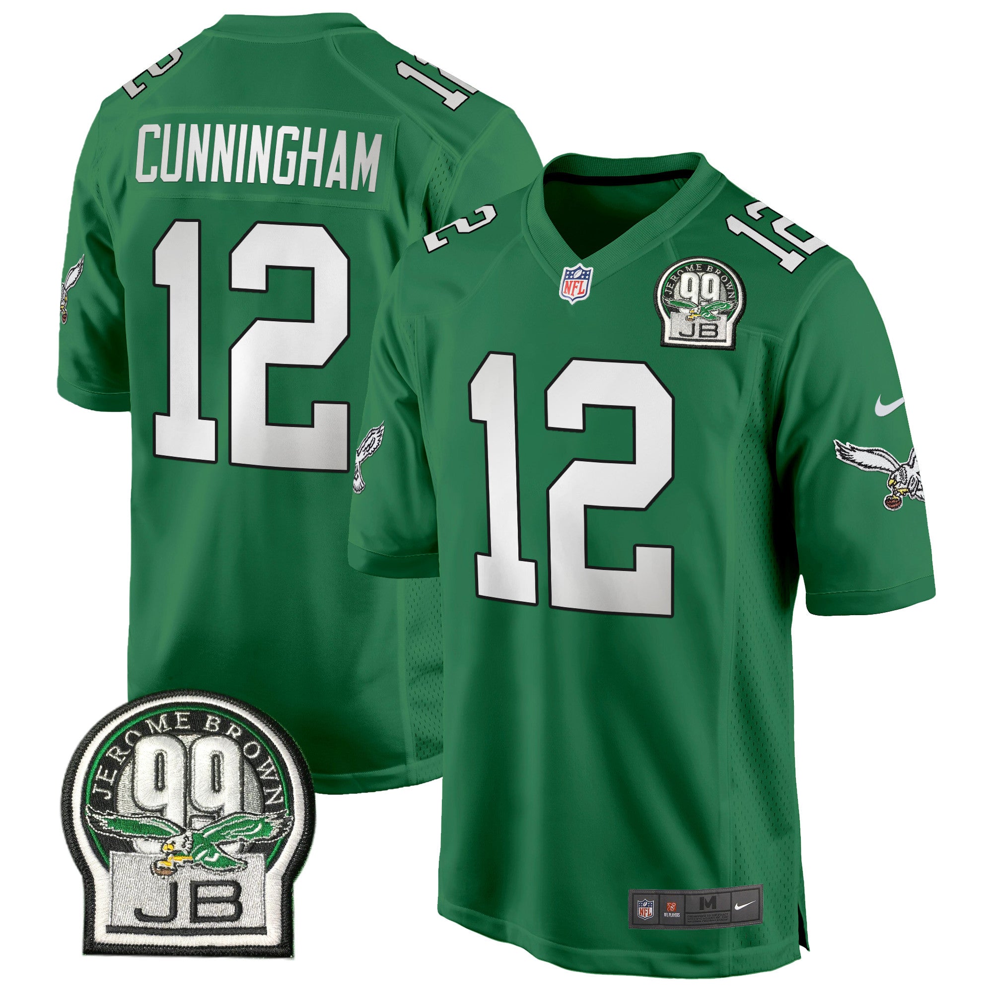 Eagles Jerome Brown Patch Kelly Green Alternate Game Jersey – All Stitched – Kelly Green – Randall Cunningham Jersey