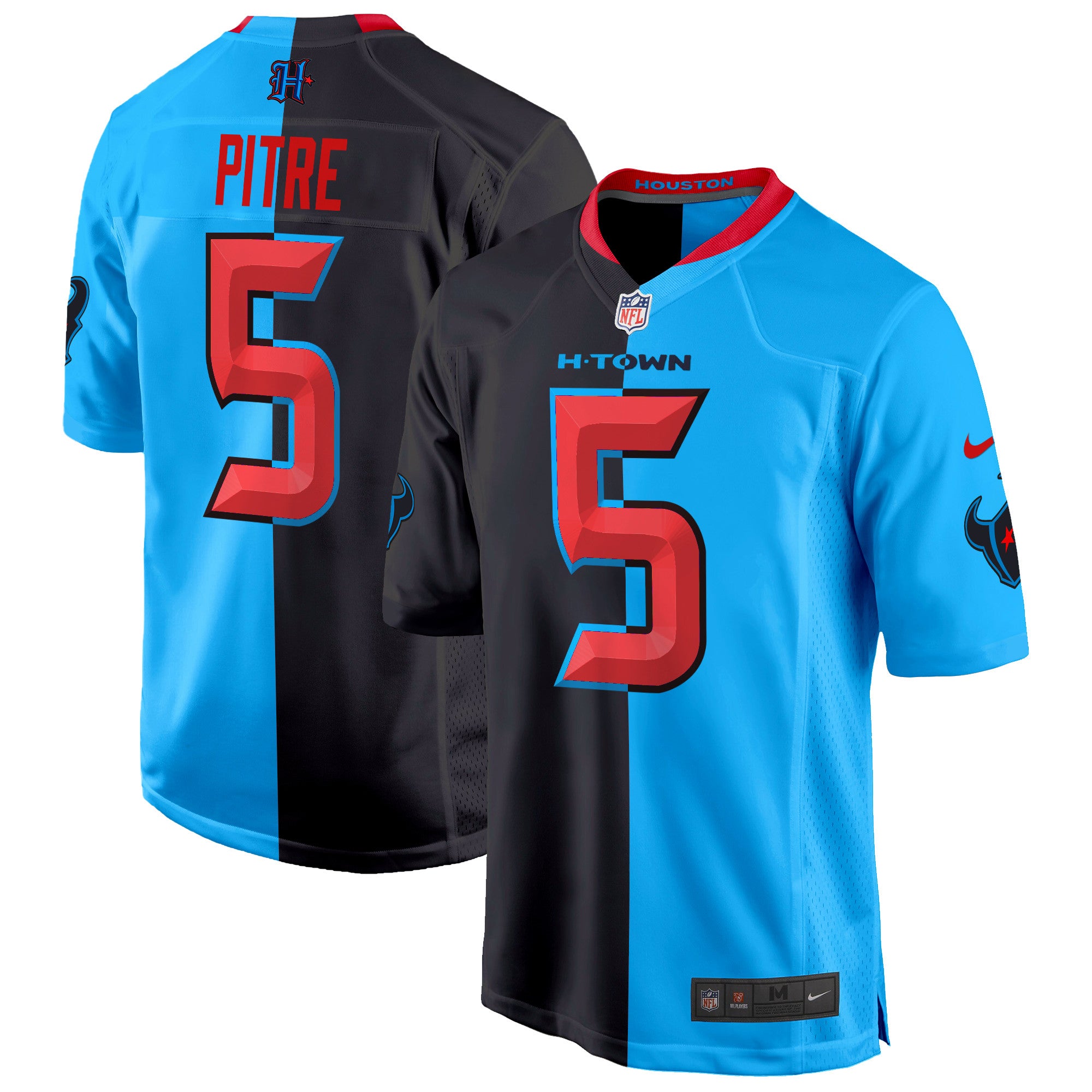 Houston Texans 2024 Game Jersey – All Stitched – Split – Jalen Pitre Jersey