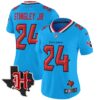 Women’s Houston Texans 2024 Texas Patch Vapor Limited Jersey V5 – All Stitched – Blue – Derek Stingley Jr. Jersey