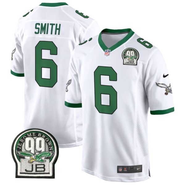 Eagles Jerome Brown Patch Kelly Green Alternate Game Jersey – All Stitched – Kelly White – DeVonta Smith Jersey