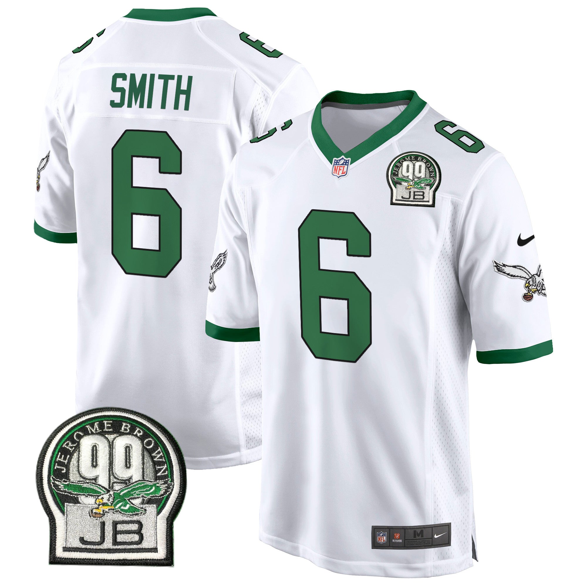 Eagles Jerome Brown Patch Kelly Green Alternate Game Jersey – All Stitched – Kelly White – DeVonta Smith Jersey