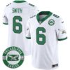 Philadelphia Eagles 2024 Throwback Vapor Limited Jersey – Est. 1933 Patch – All Stitched – Kelly White – DeVonta Smith Jersey
