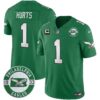 Philadelphia Eagles 2024 Throwback Vapor Limited Jersey – Est. 1933 Patch – All Stitched – Kelly Green – Jalen Hurts Jersey