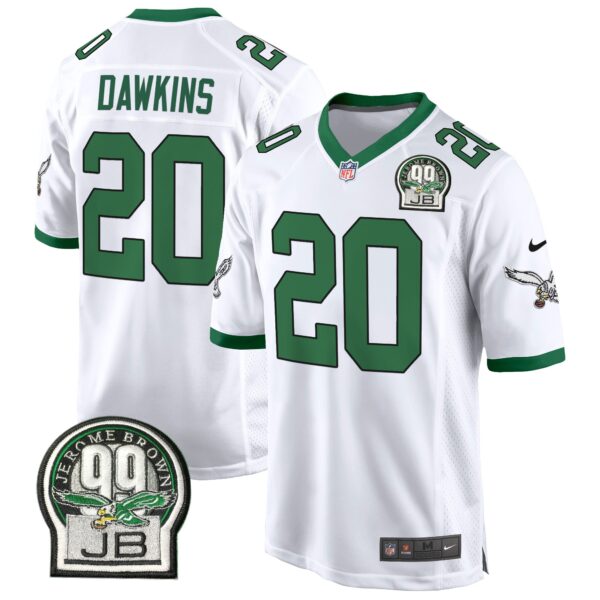 Eagles Jerome Brown Patch Kelly Green Alternate Game Jersey – All Stitched – Kelly White – Brian Dawkins Jersey