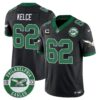 Philadelphia Eagles 2024 Throwback Vapor Limited Jersey – Est. 1933 Patch – All Stitched – Black – Jason Kelce Jersey