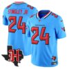 Houston Texans 2024 Texas Patch Vapor Limited Jersey V5 – All Stitched – Blue – Derek Stingley Jr. Jersey