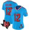 Women’s Houston Texans 2024 Texas Patch Vapor Limited Jersey V5 – All Stitched – Blue – Nico Collins Jersey
