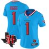 Women’s Houston Texans 2024 Texas Patch Vapor Limited Jersey V5 – All Stitched – Blue – Stefon Diggs Jersey