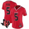 Women’s Houston Texans 2024 Texas Patch Vapor Limited Jersey V5 – All Stitched – Red – Jalen Pitre Jersey