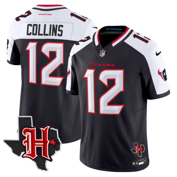 Houston Texans 2024 Texas Patch Vapor Limited Jersey V5 – All Stitched – Navy Alternate – Nico Collins Jersey