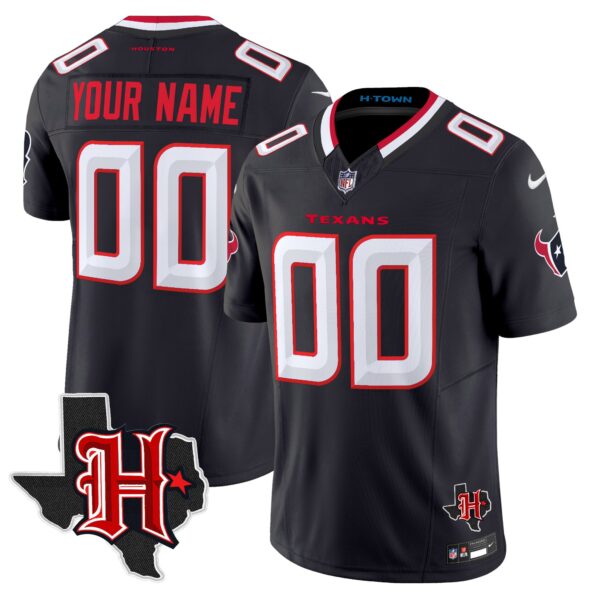 Houston Texans 2024 Texas Patch Vapor Limited Custom Jersey V5 – All Stitched – Navy Jersey