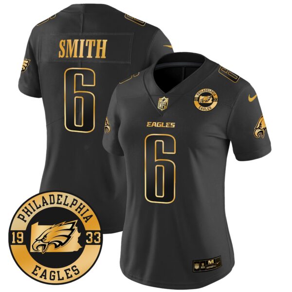 WoEagles 2024 Gold Vapor Limited Jersey – Est. 1933 Patch – All Stitched – Black Gold – DeVonta Smith Jersey