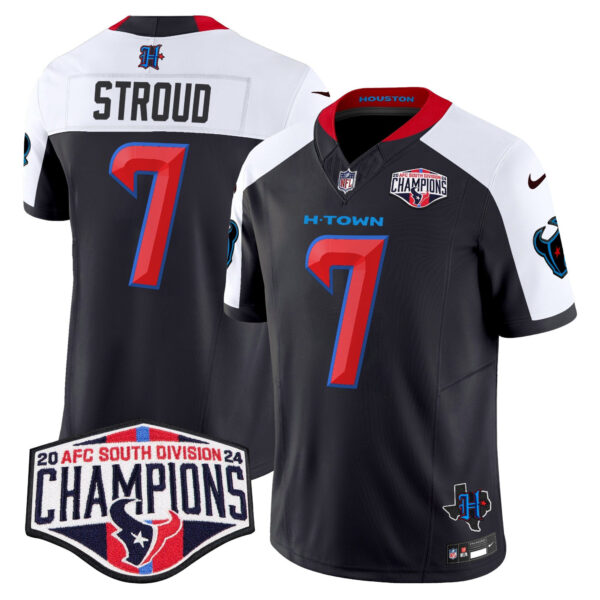 Houston Texans 2024 AFC South Division Champions Patch Vapor Limited Jersey – All Stitched – Navy Alternate – C.J. Stroud Jersey