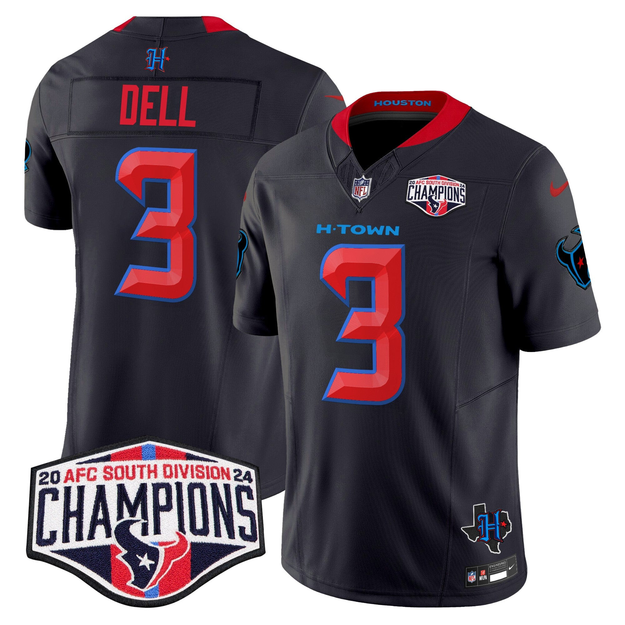 Houston Texans 2024 AFC South Division Champions Patch Vapor Limited Jersey – All Stitched – Navy Limited – Tank Dell Jersey