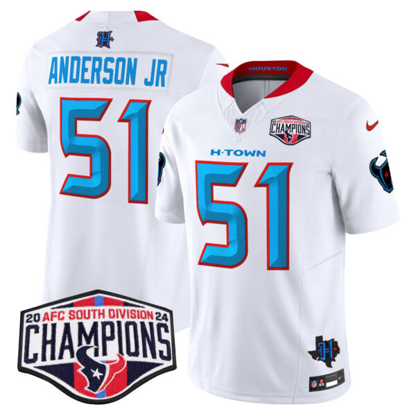 Houston Texans 2024 AFC South Division Champions Patch Vapor Limited Jersey – All Stitched – White – Will Anderson Jr. Jersey