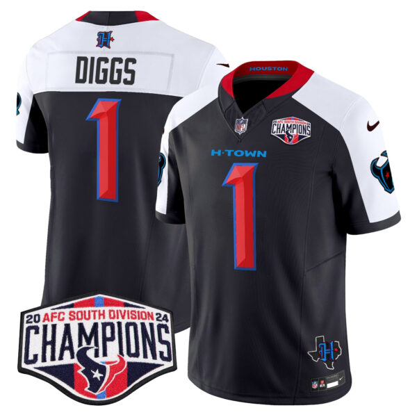Houston Texans 2024 AFC South Division Champions Patch Vapor Limited Jersey – All Stitched – Navy Alternate – Stefon Diggs Jersey