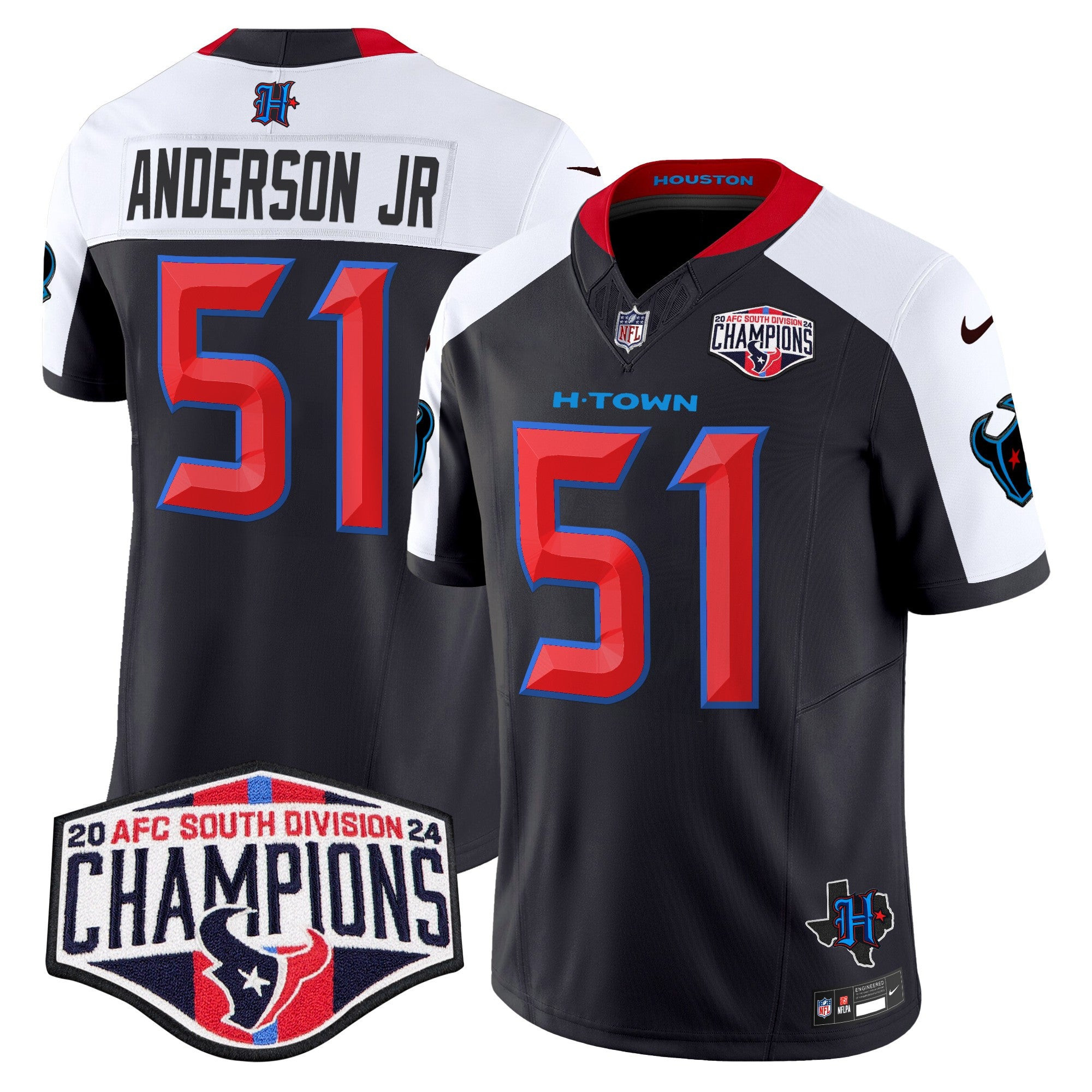 Houston Texans 2024 AFC South Division Champions Patch Vapor Limited Jersey – All Stitched – Navy Alternate – Will Anderson Jr. Jersey
