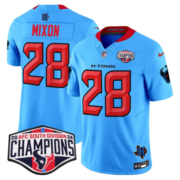 Houston Texans 2024 AFC South Division Champions Patch Vapor Limited Jersey – All Stitched – Blue – Joe Mixon Jersey