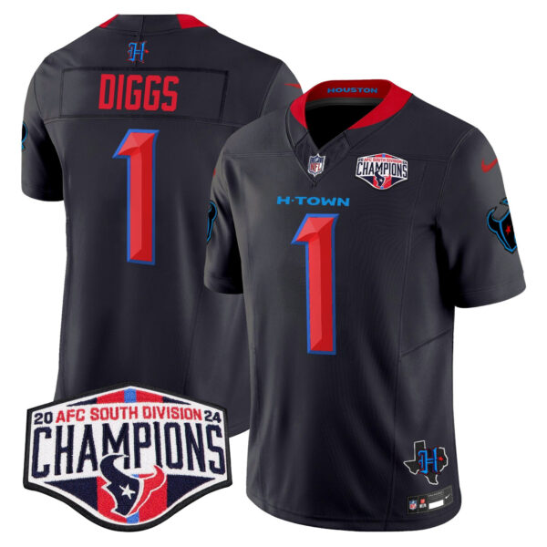 Houston Texans 2024 AFC South Division Champions Patch Vapor Limited Jersey – All Stitched – Navy Limited – Stefon Diggs Jersey