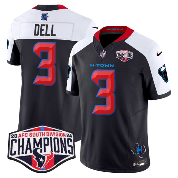 Houston Texans 2024 AFC South Division Champions Patch Vapor Limited Jersey – All Stitched – Navy Alternate – Tank Dell Jersey