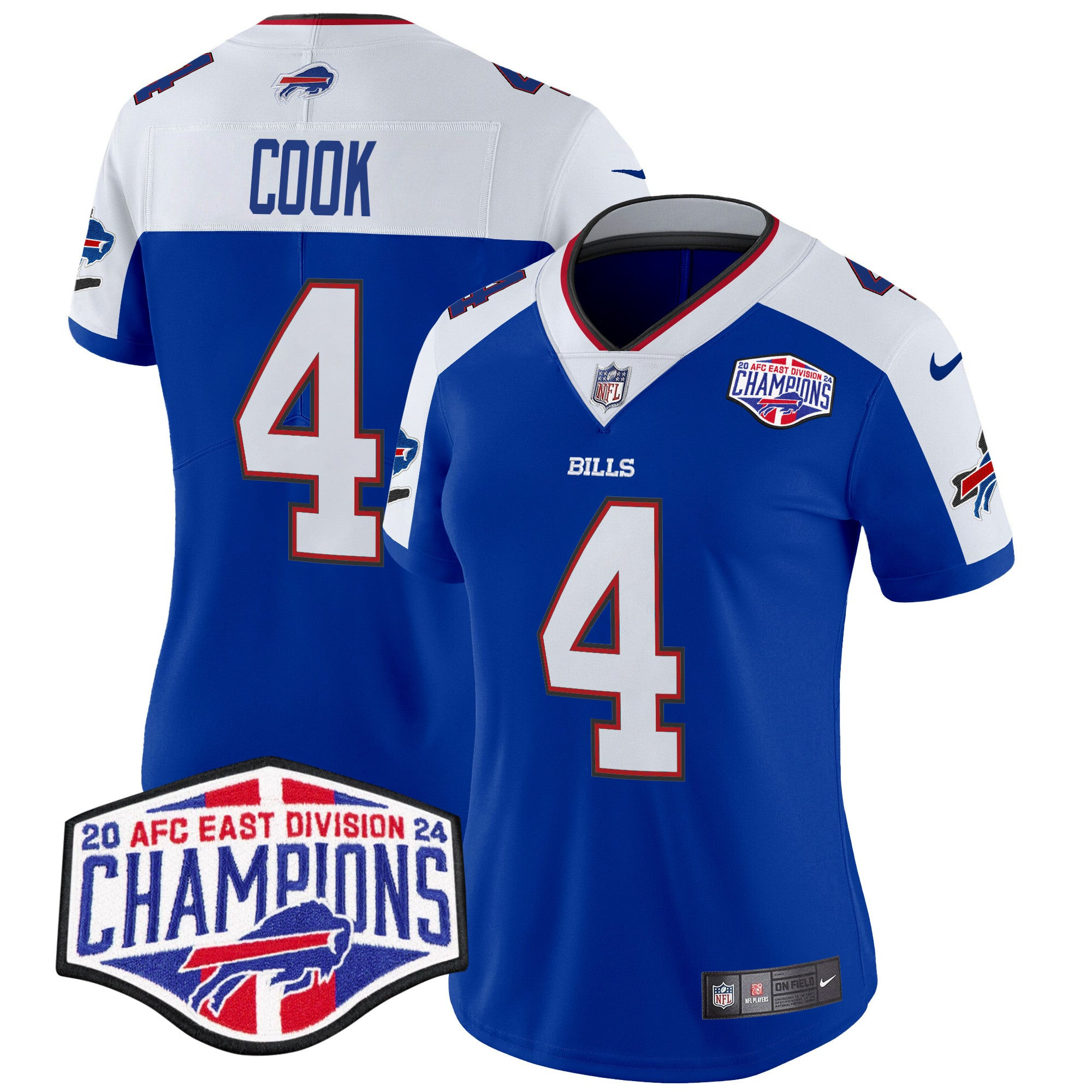 Women’s Bills 2024 AFC East Division Champions Vapor Limited Jersey – All Stitched – Royal Alternate – James Cook Jersey