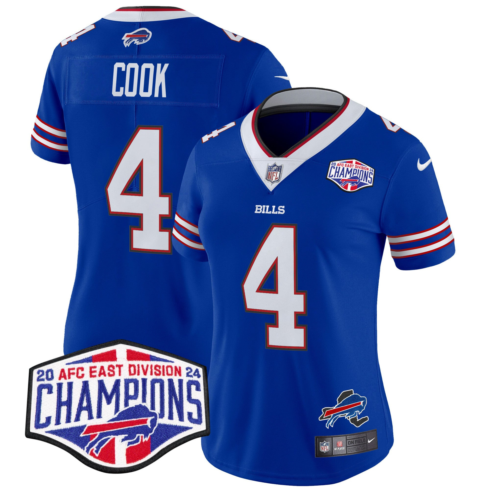 Women’s Bills 2024 AFC East Division Champions Vapor Limited Jersey – All Stitched – Royal – James Cook Jersey
