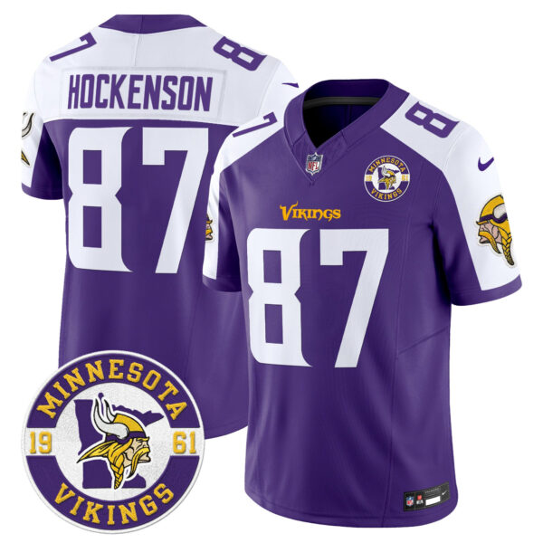 Minnesota Vikings King Of The North Patch Vapor Limited Jersey – Est. 1961 Patch – All Stitched – Purple Alternate – T.J. Hockenson Jersey