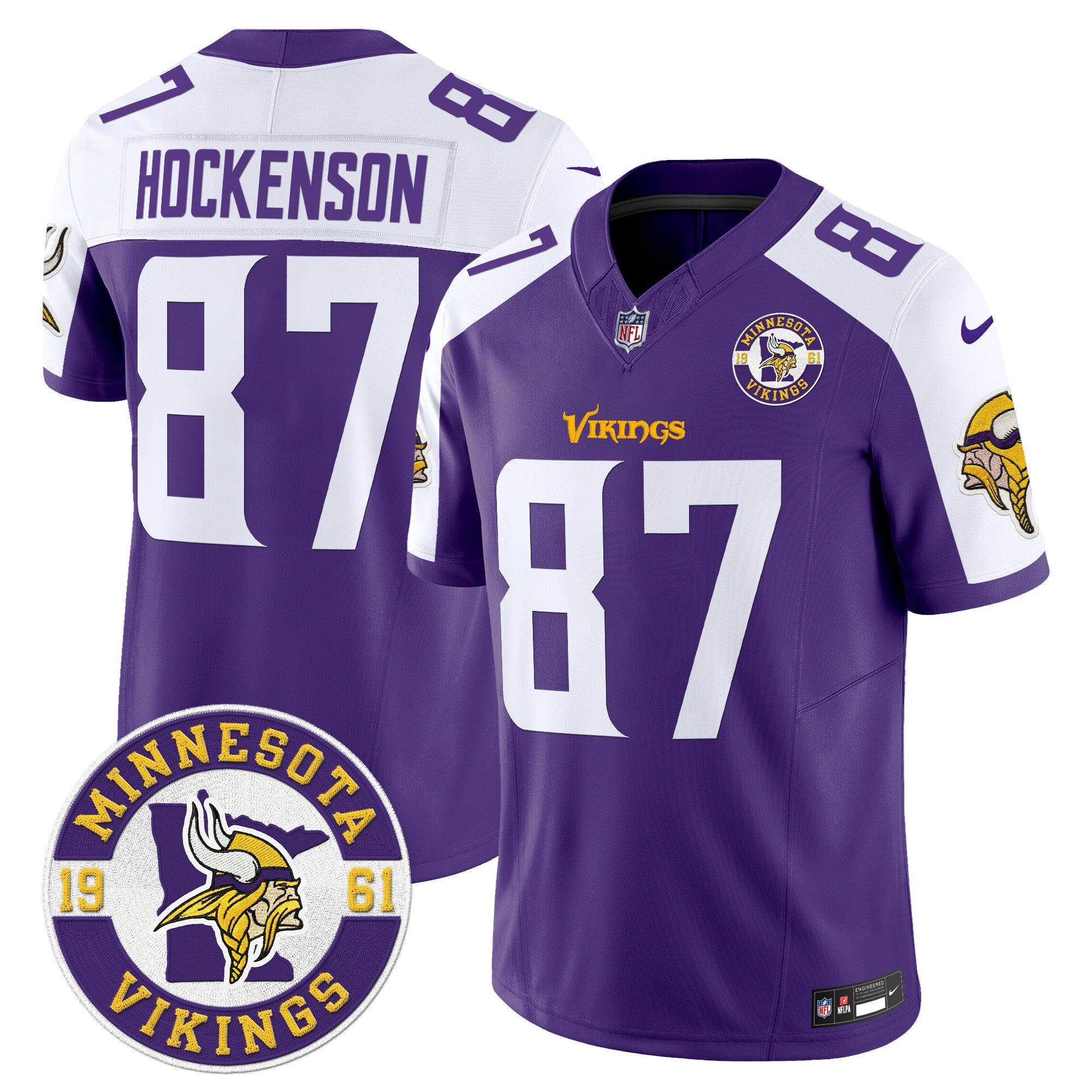 Minnesota Vikings King Of The North Patch Vapor Limited Jersey – Est. 1961 Patch – All Stitched – Purple Alternate – T.J. Hockenson Jersey
