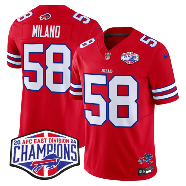 Bills 2024 AFC East Division Champions Vapor Limited Jersey – All Stitched – Red – Matt Milano Jersey
