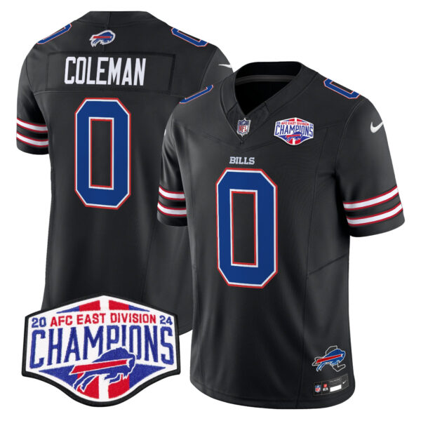 Bills 2024 AFC East Division Champions Vapor Limited Jersey – All Stitched – Black – Keon Coleman Jersey