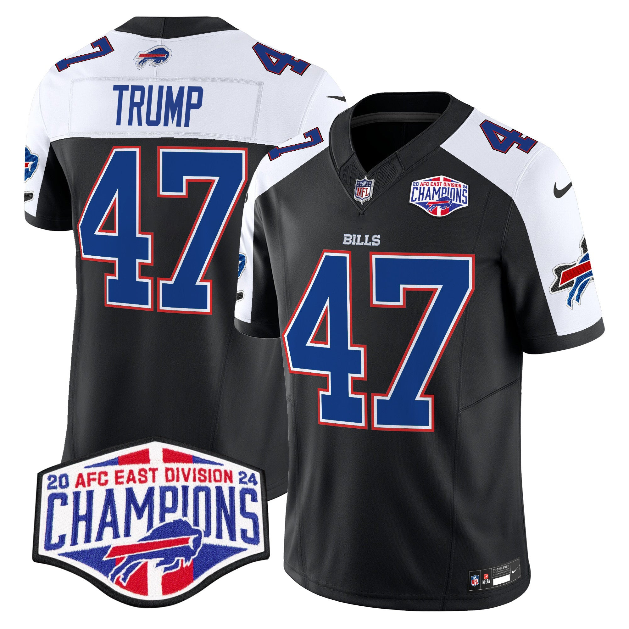 Bills 2024 AFC East Division Champions Vapor Limited Jersey – All Stitched – Black Alternate – Donald Trump Jersey